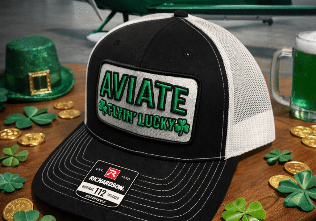 Aviate Flyin_ Lucky Black and White Hat - Quartering